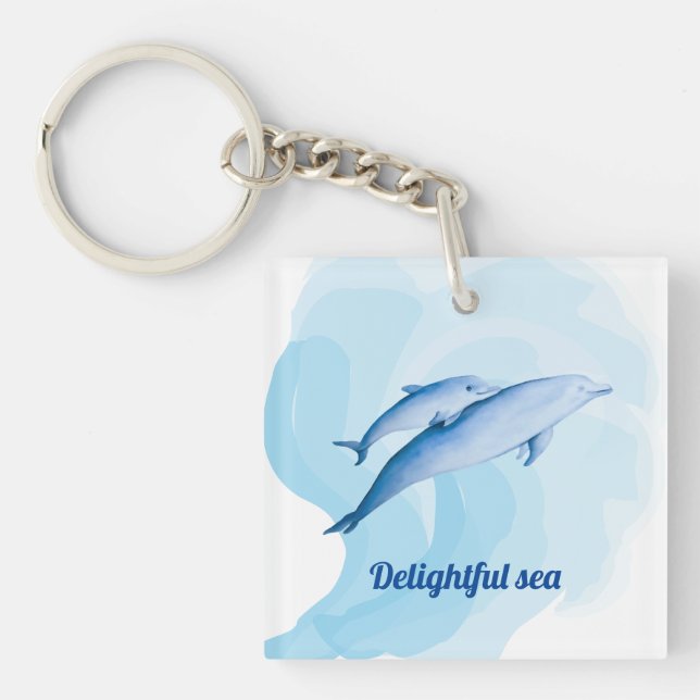 Amazing sea with dolphins key ring (Front)