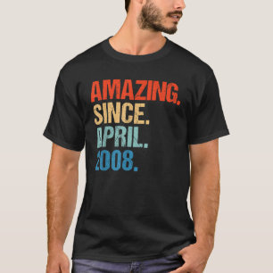 Amazing Since April 2008 Retro Vintage 12th Birthd T-Shirt