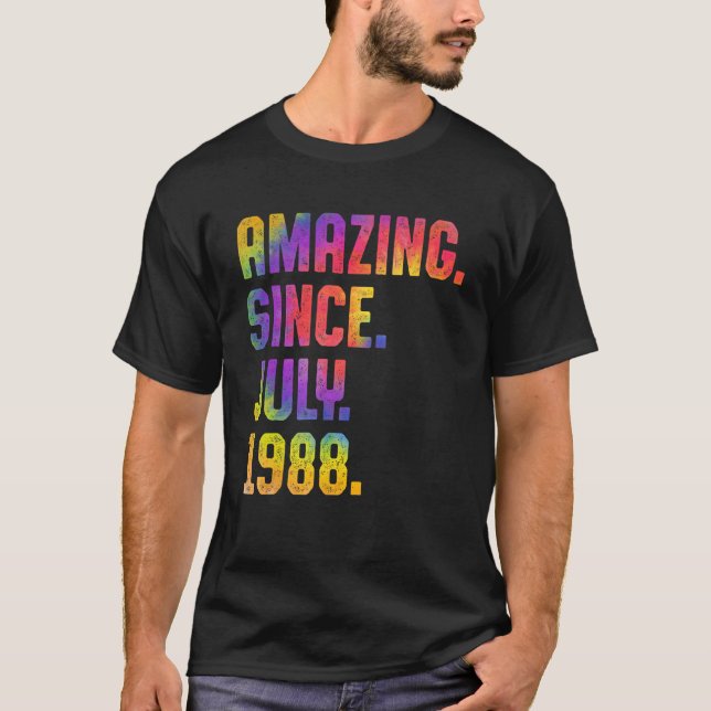 Amazing Since July 1988 35 Years Old 35th Birthday T-Shirt (Front)