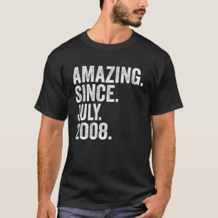 Amazing Since July 2008 15 Years Old 15th Birthday T-Shirt