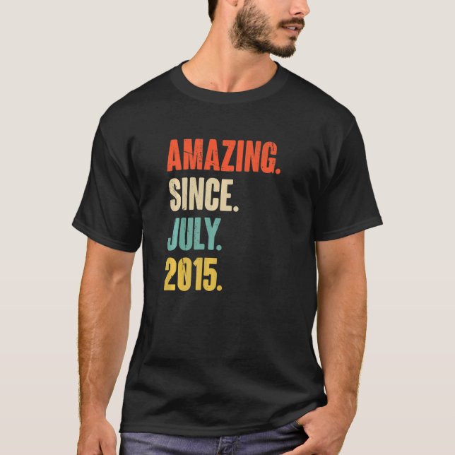Amazing Since July 2015  7 Year Old  7th Birthday T-Shirt (Front)