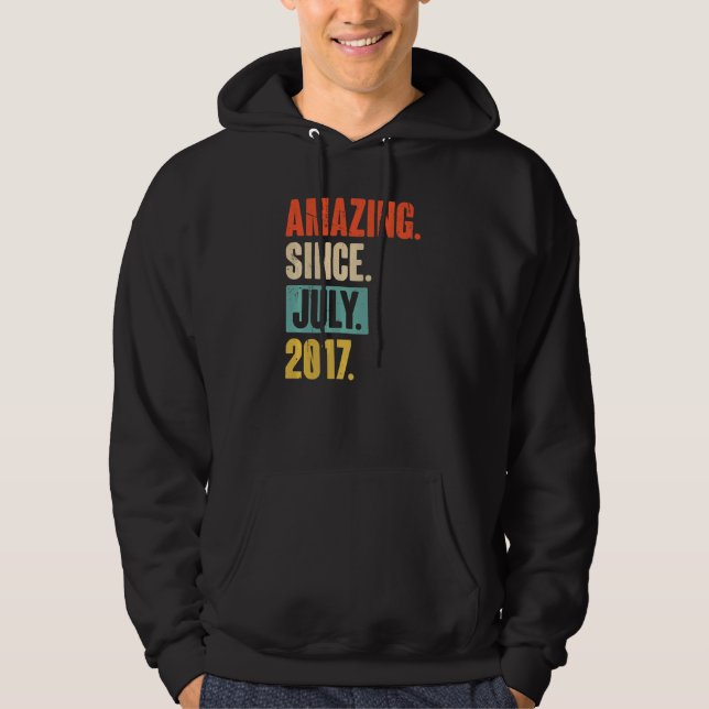 Amazing Since July 2017  5 Year Old 5th Birthday Hoodie (Front)
