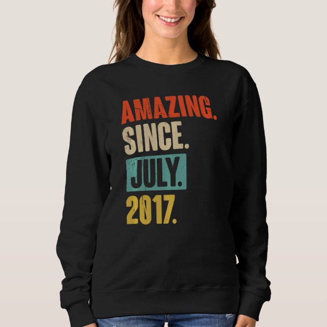 Amazing Since July 2017  5 Year Old 5th Birthday Sweatshirt (Front)
