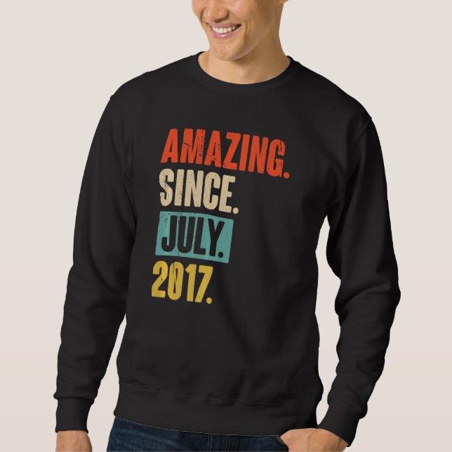 Amazing Since July 2017  5 Year Old 5th Birthday Sweatshirt (Front)