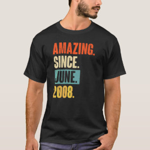 Amazing Since June 2008 14 Year Old 14th Birthday T-Shirt