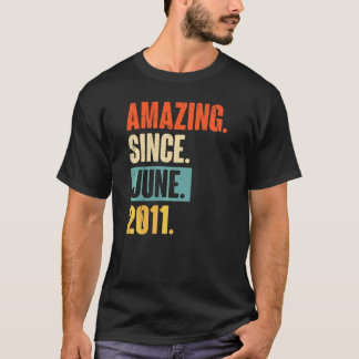 Amazing Since June 2011  11 Year Old 11th Birthday T-Shirt