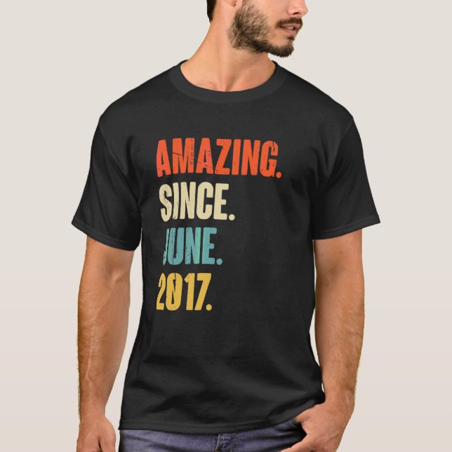 Amazing Since June 2017  5 Year Old Gift 5th Birth T-Shirt (Front)