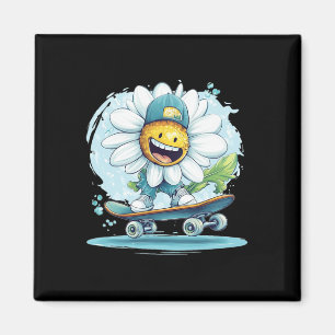 Amazing Skateboarding Daisy Graphic For Boys And G Magnet