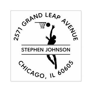 Amazing Slam Dunk Basketball Player Return Address Rubber Stamp