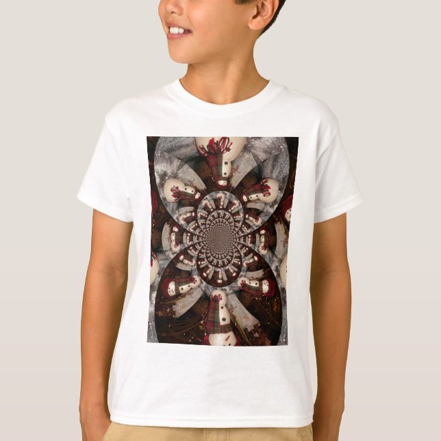 Amazing Snowman Kaleidoscope Pattern Art Design T-Shirt (Front)