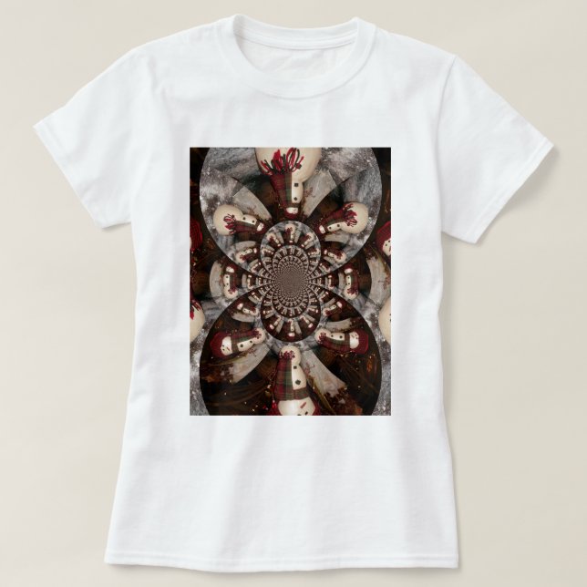 Amazing Snowman Kaleidoscope Pattern Art Design T-Shirt (Design Front)