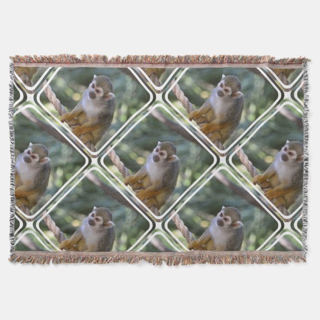 Amazing Squirrel Monkey Throw Blanket (Front)