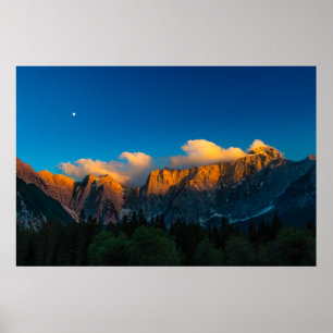 Amazing sunset at lago Di Fusine, Italy Poster