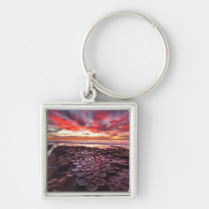 Amazing sunset at the tide pools key ring