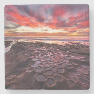 Amazing sunset at the tide pools stone coaster