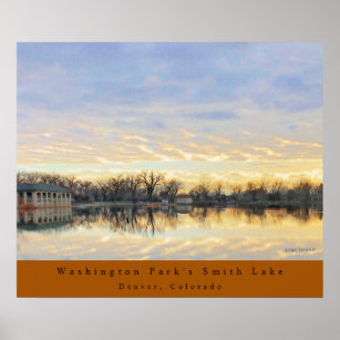 Amazing Sunset over Washington Park Lake Denver CO Poster