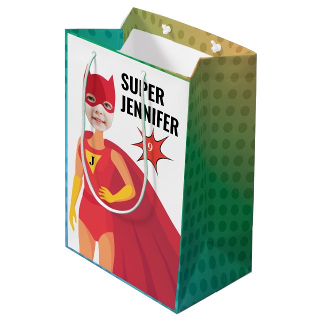 Amazing Superhero Girl Birthday Gift Fab Value  Medium Gift Bag (Back Angled)
