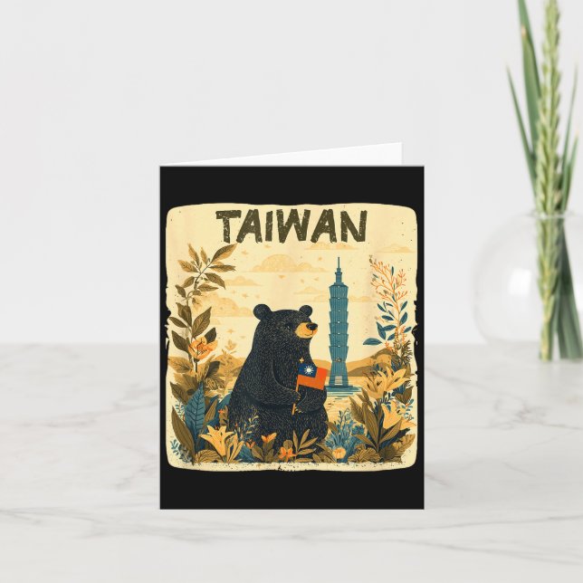 Amazing Taiwan Graphic In Nature With Cute Bear  Card (Front)