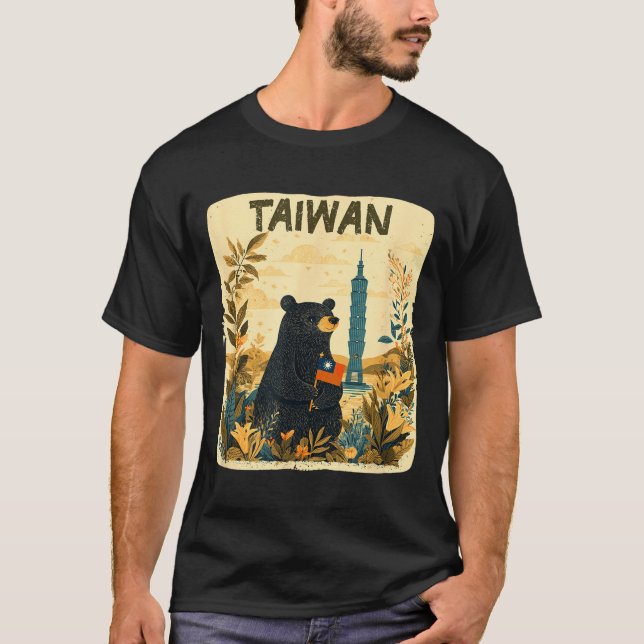 Amazing Taiwan Graphic In Nature With Cute Bear  T-Shirt (Front)