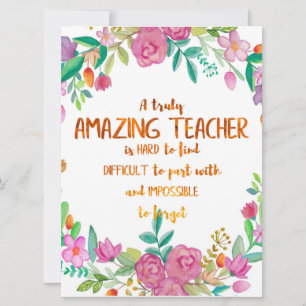 Amazing Teacher Appreciation Gift Sign Thank you Card