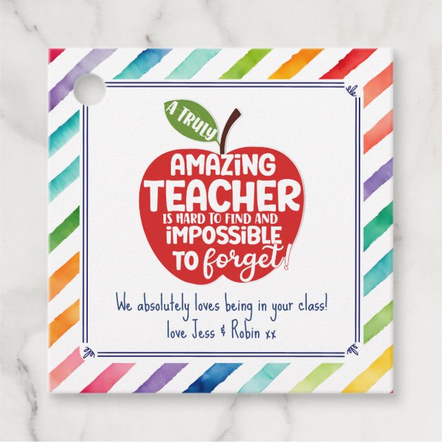Amazing Teacher Appreciation Gift Tag (Front)