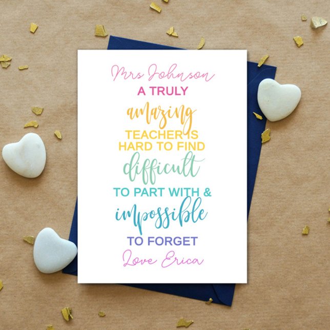 amazing teacher hard to find impossible to forget card (Creator Uploaded)