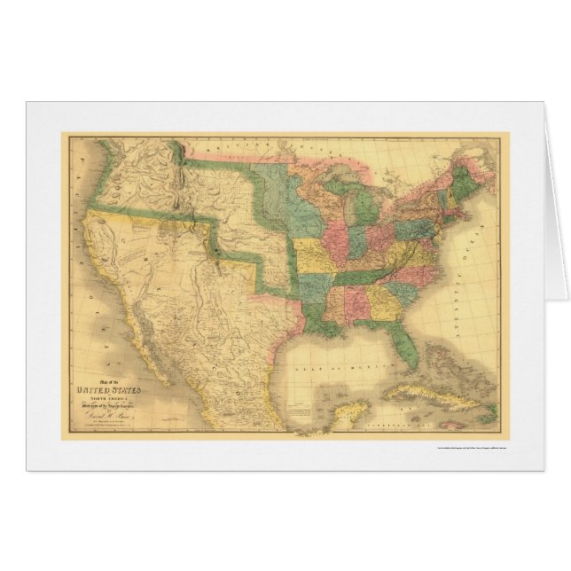 Amazing US America Map 1839 (Front Horizontal)