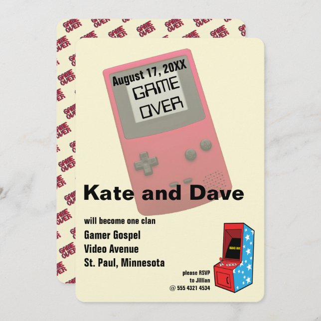 Amazing Video Gamer Wedding Fun Invitation (Front/Back)