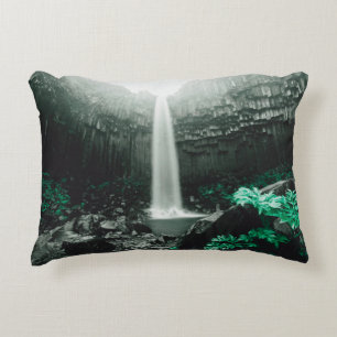 Amazing view of Svartifoss waterfall. Scenic image Decorative Cushion