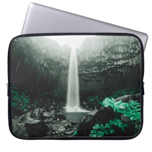 Amazing view of Svartifoss waterfall. Scenic image Laptop Sleeve