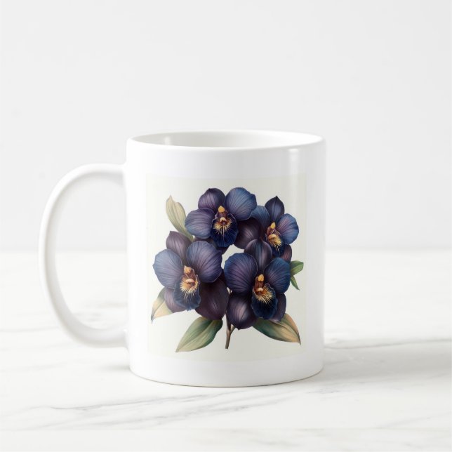 Amazing vintage classic black orchid coffee mug (Left)