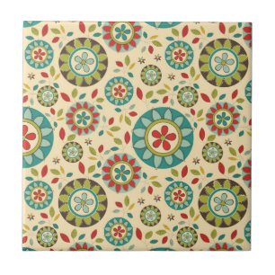 Amazing Vintage Retro Floral Abstract Tile