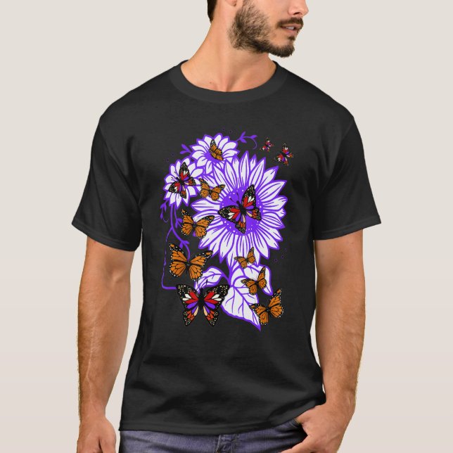 Amazing violet girls hair Butterfly new life and h T-Shirt (Front)
