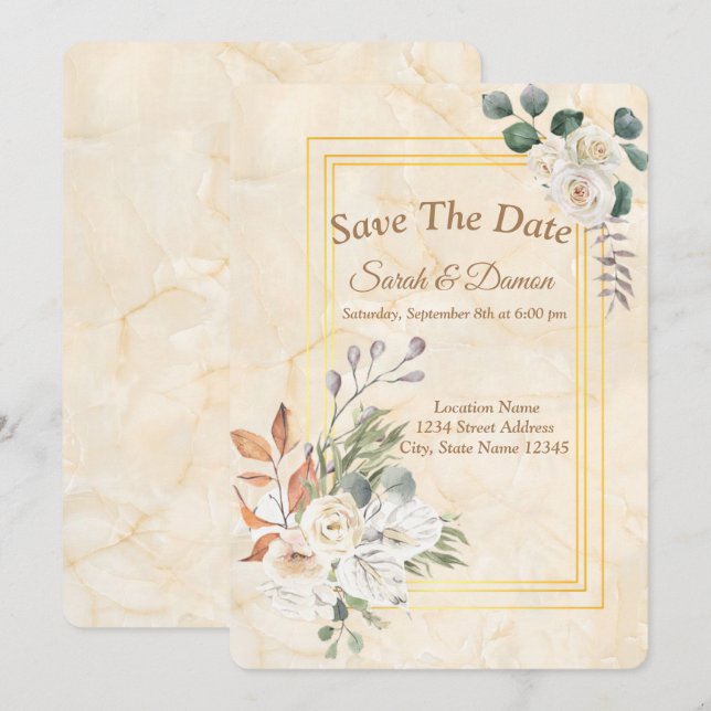 Amazing Wedding, Flowers Save The Date (Front/Back)
