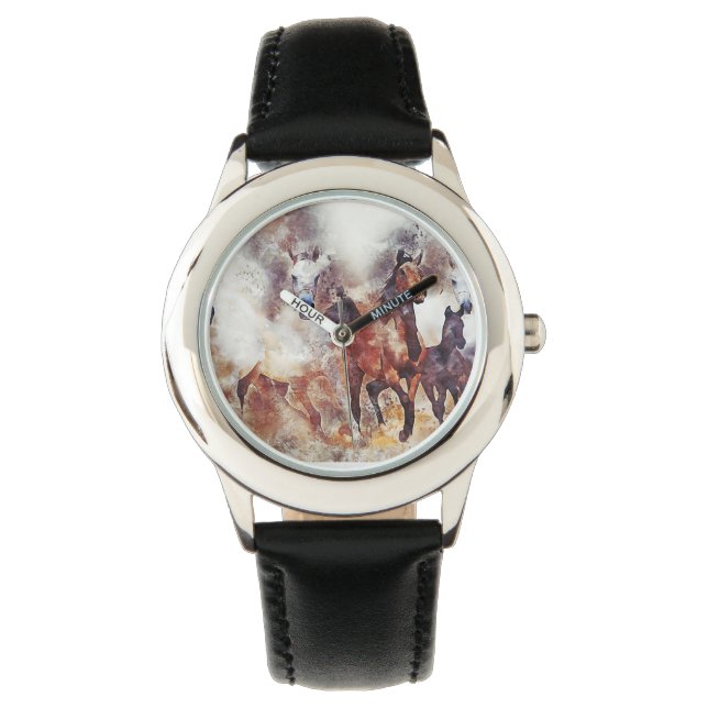 Amazing white and bay horses in a gallop watch (Front)