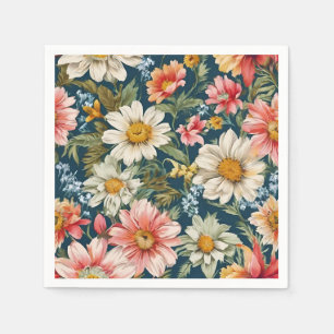 Amazing White and Pink Daisies, Summer Flowers Napkin