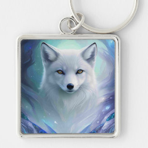 Amazing White Snow Fox on Icy Land Key Ring