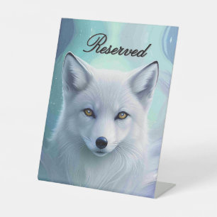 Amazing White Snow Fox Reserved Pedestal Sign