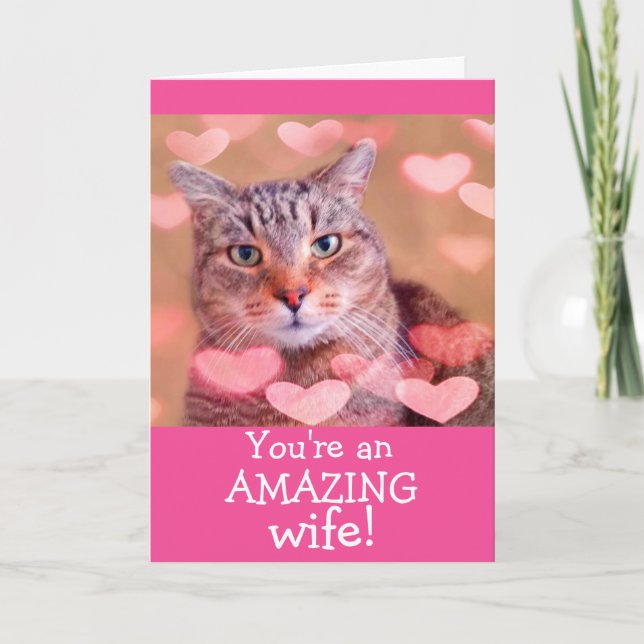 Amazing Wife Cute Kitty Valentine's Holiday Card (Front)