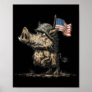 Amazing Wild Hog in Military Look Poster