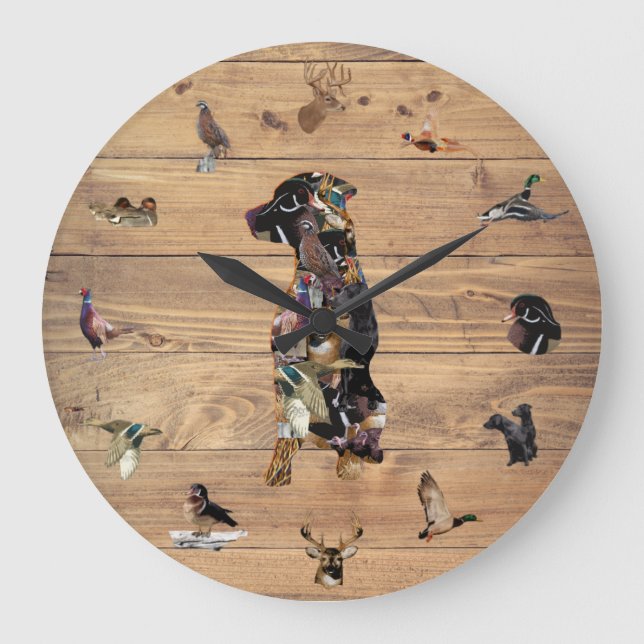 Amazing Wildlife Collage Labrador Retriever Large  Clock (Front)