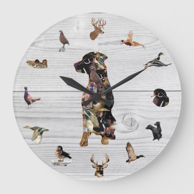 Amazing Wildlife Collage Labrador Retriever Large Clock (Front)