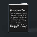 AMAZING WISHES FOR *GRANDMOTHER'S* BIRTHDAY CARD<br><div class="desc">LET ***YOUR GRANDMOTHER*** KNOW (LIKE YOU PROBABLY ALWAYS DO) HOW MUCH HE OR SHE MEANS TO YOU ON "HIS OR HER BIRTHDAY" THIS YEAR! AND,  THANK YOU SO MUCH FOR STOPPING BY ONE OF MY EIGHT STORES!!!!</div>