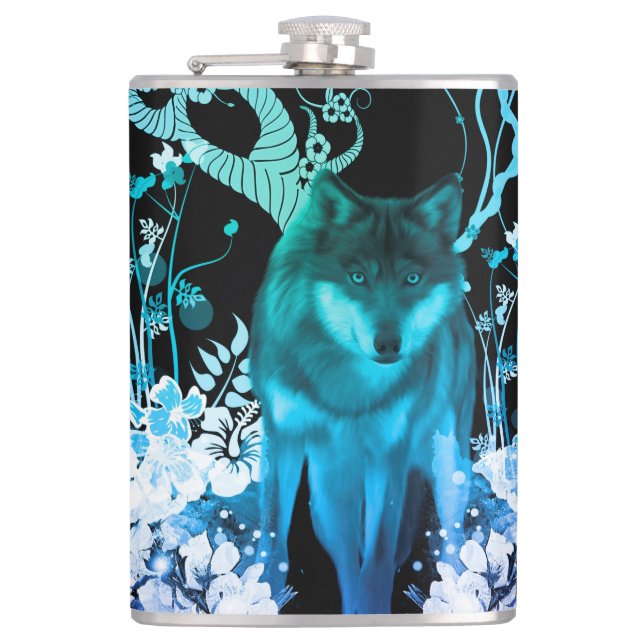 Amazing wolf hip flask (Front)