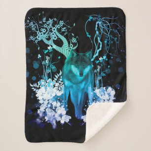 Amazing wolf sherpa blanket