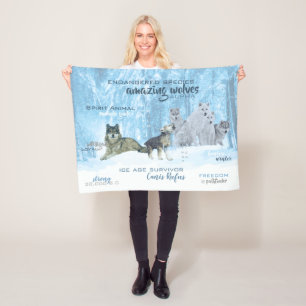 Amazing Wolves Typography Personalised Fleece Blanket