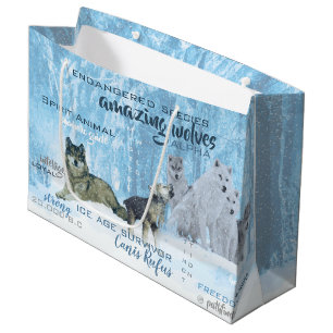 Amazing Wolves Typography   Personalised Large Gift Bag