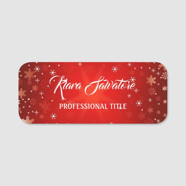 Amazing Wonderful Christmas Red Snowflake Name Tag (Front)