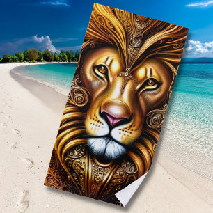 Amazingly Beautiful Golden Lion Beach Towel