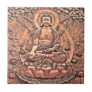 Amazingly Detailed Copper Buddha Ceramic Tile